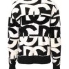 White Black Logo Print Women Pullover Sweater - Image 4