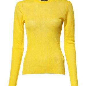 Yellow Polyester Women Pullover Top Sweater