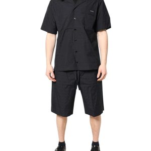 Black Cotton Men Pajama Set Sleepwear