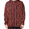 Black Cherry Print Hooded Windbreaker Jacket - Image 2