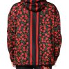 Black Cherry Print Hooded Windbreaker Jacket - Image 4