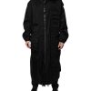 Black Hooded Long Men Windbreaker Jacket - Image 2
