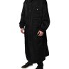 Black Hooded Long Men Windbreaker Jacket - Image 3