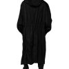 Black Hooded Long Men Windbreaker Jacket - Image 4