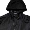 Black Hooded Long Men Windbreaker Jacket - Image 5