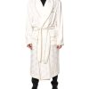 Ivory Silk Logo Men Wrap Robe Coat Jacket - Image 2