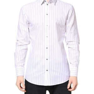 White Stripes Cotton GOLD Formal Dress Shirt