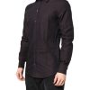 Maroon Jacquard Cotton GOLD Men Dress Shirt - Image 3