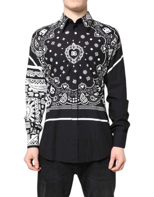 Black White Bandana Cotton Formal Dress Shirt