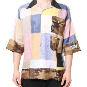 Multicolor Patchwork Short Sleeve Shirt