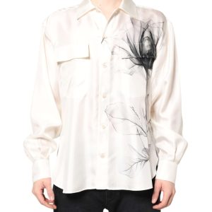 Ivory Silk Long Sleeves Men Casual Shirt