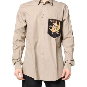 Beige Pin Up Print MARTINI Men Casual Shirt