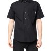 Black Printed Short Sleeves Collared Men Casual Shirt - Image 2