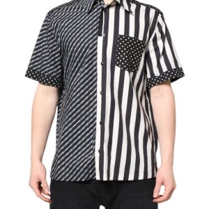 Black White Stripe Button Down Casual Shirt
