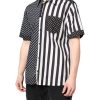 Black White Stripe Button Down Casual Shirt - Image 3