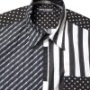 Black White Stripe Button Down Casual Shirt - Image 5