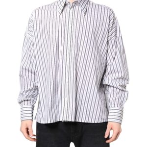 White Black Stripe Button Down Casual Shirt