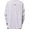 White Black Stripe Button Down Casual Shirt - Image 4