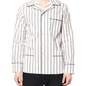 White Stripes Lounge Pajama Sleepwear Shirt