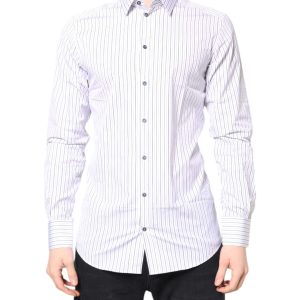 White Stripes GOLD Cotton Formal Shirt