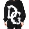 Black Cotton Logo Print Men Pullover Sweater - Image 2
