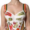 White Vegetables Sleeveless A-line Dress - Image 5
