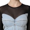 Black Blue Long Sleeves Denim Mini Dress - Image 5