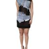 Black Blue Sleeveless Denim Mini Dress - Image 2