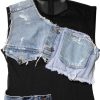 Black Blue Sleeveless Denim Mini Dress - Image 7