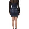 Black Blue Long Sleeves Denim Mini Dress - Image 4