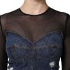 Black Blue Long Sleeves Denim Mini Dress - Image 5