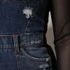 Black Blue Long Sleeves Denim Mini Dress - Image 7