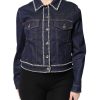 Blue Denim Cotton Crystal Embellished Jacket - Image 2