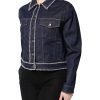 Blue Denim Cotton Crystal Embellished Jacket - Image 3