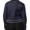 Blue Denim Cotton Crystal Embellished Jacket - Image 4
