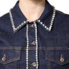 Blue Denim Cotton Crystal Embellished Jacket - Image 5