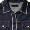 Blue Denim Cotton Crystal Embellished Jacket - Image 7