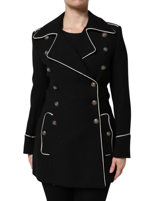 Black Wool Double Breasted Blazer Jacket - Image 2