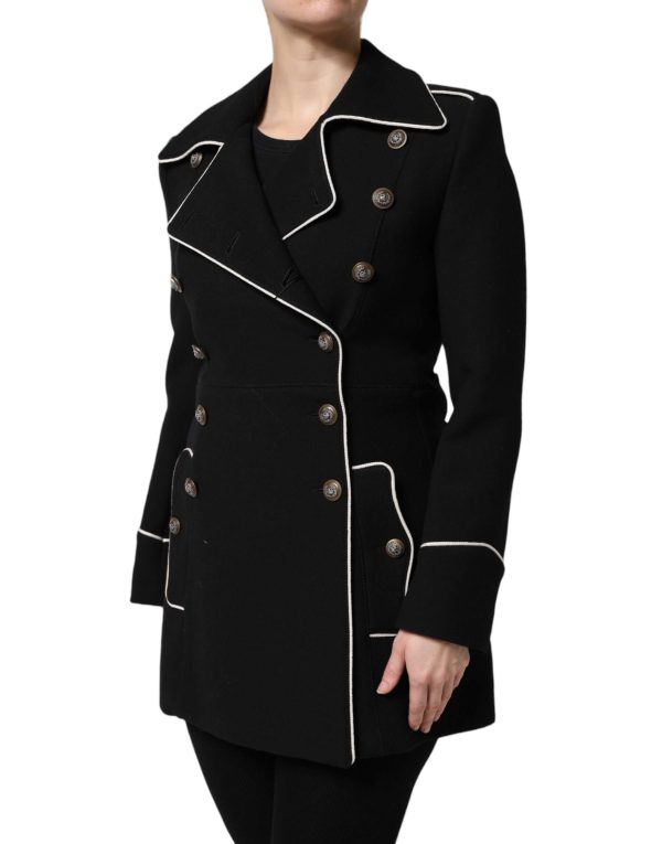 Black Wool Double Breasted Blazer Jacket - Image 3
