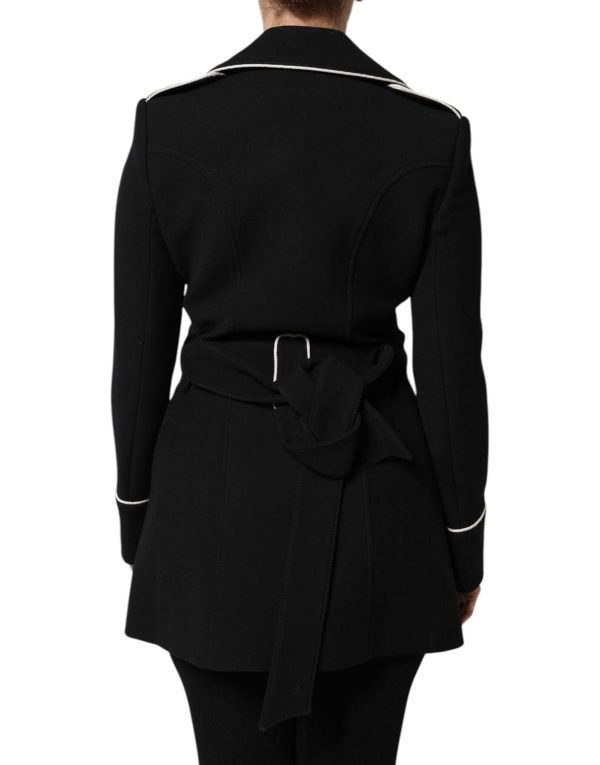Black Wool Double Breasted Blazer Jacket - Image 4