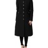 Black Wool Single Breasted Trench Coat Jacket - Image 2