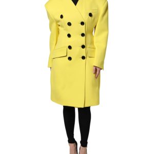 Yellow Double Breasted Trench Coat Jacket