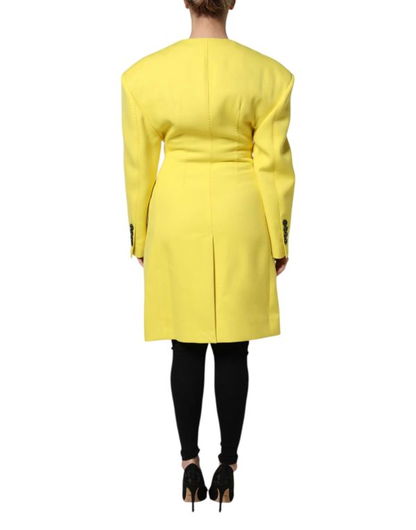 Yellow Double Breasted Trench Coat Jacket - Image 4