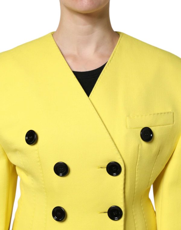 Yellow Double Breasted Trench Coat Jacket - Image 5