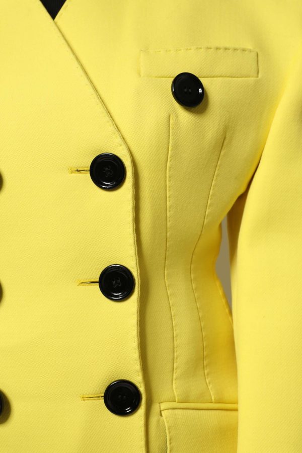 Yellow Double Breasted Trench Coat Jacket - Image 6