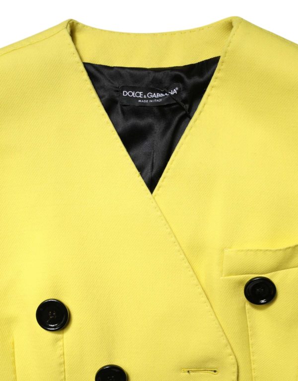 Yellow Double Breasted Trench Coat Jacket - Image 7