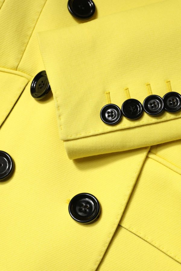 Yellow Double Breasted Trench Coat Jacket - Image 8