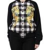 Black White Check Floral Button Down Jacket - Image 2