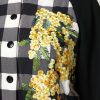 Black White Check Floral Button Down Jacket - Image 6