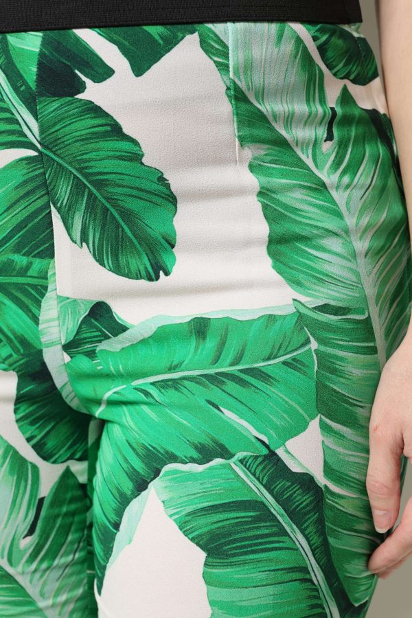 White Green Leaf High Waist Pants - Image 5